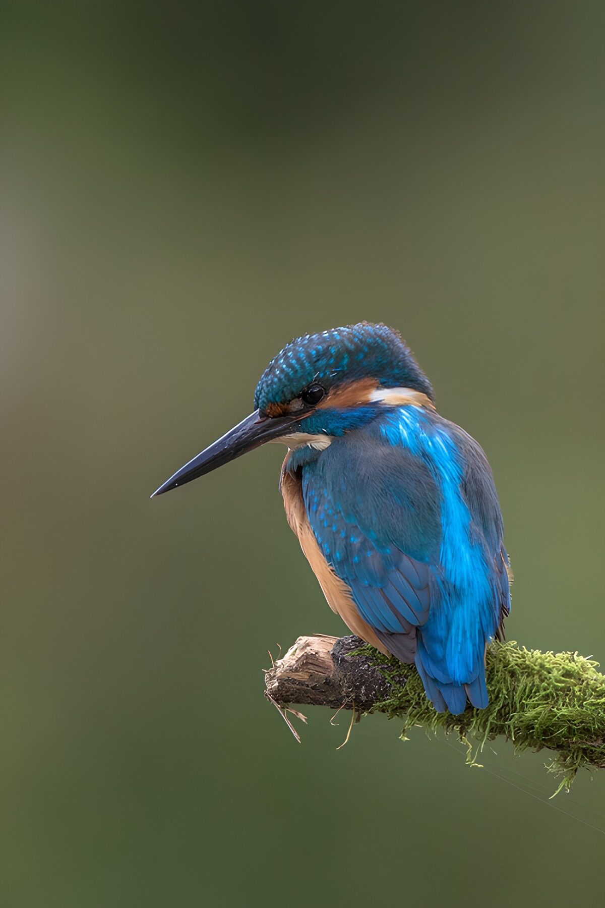 IJsvogel, een blauwe vonk op mos