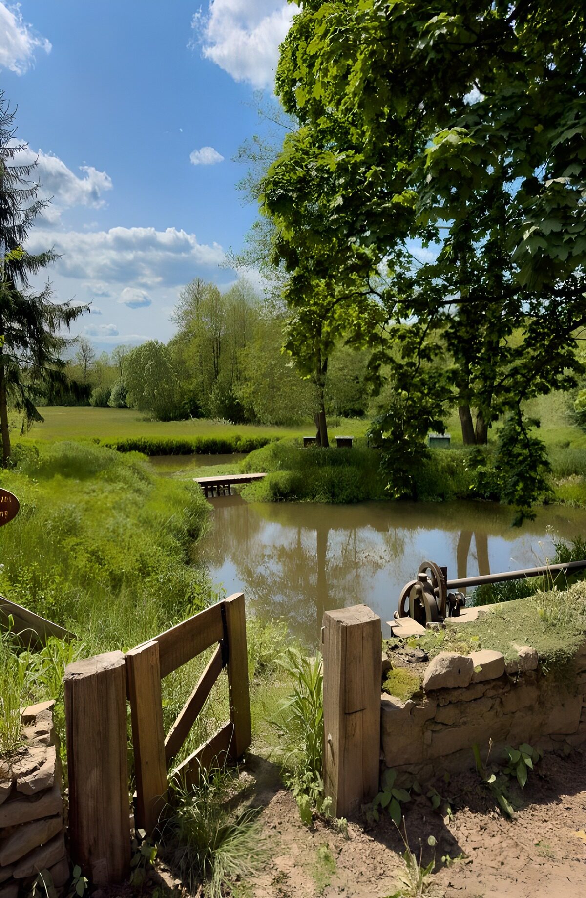 Houten poortje aan het stille water