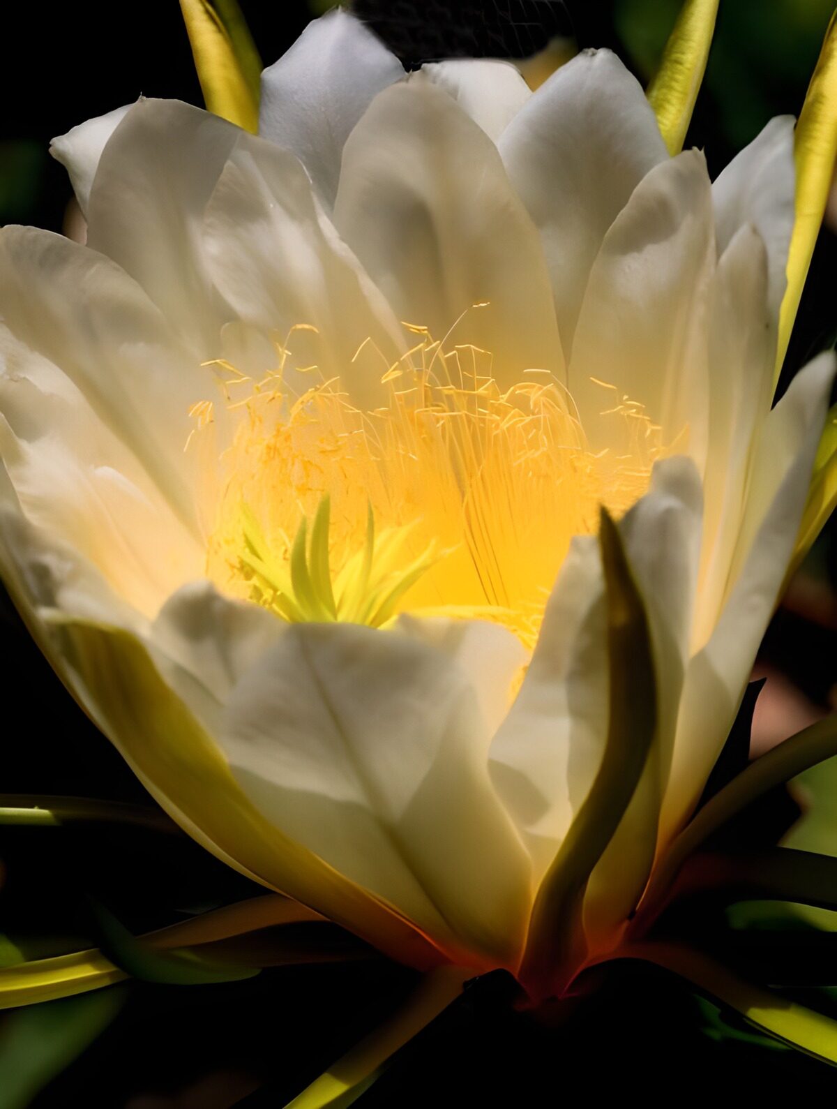 Witte cactusbloem in warm licht