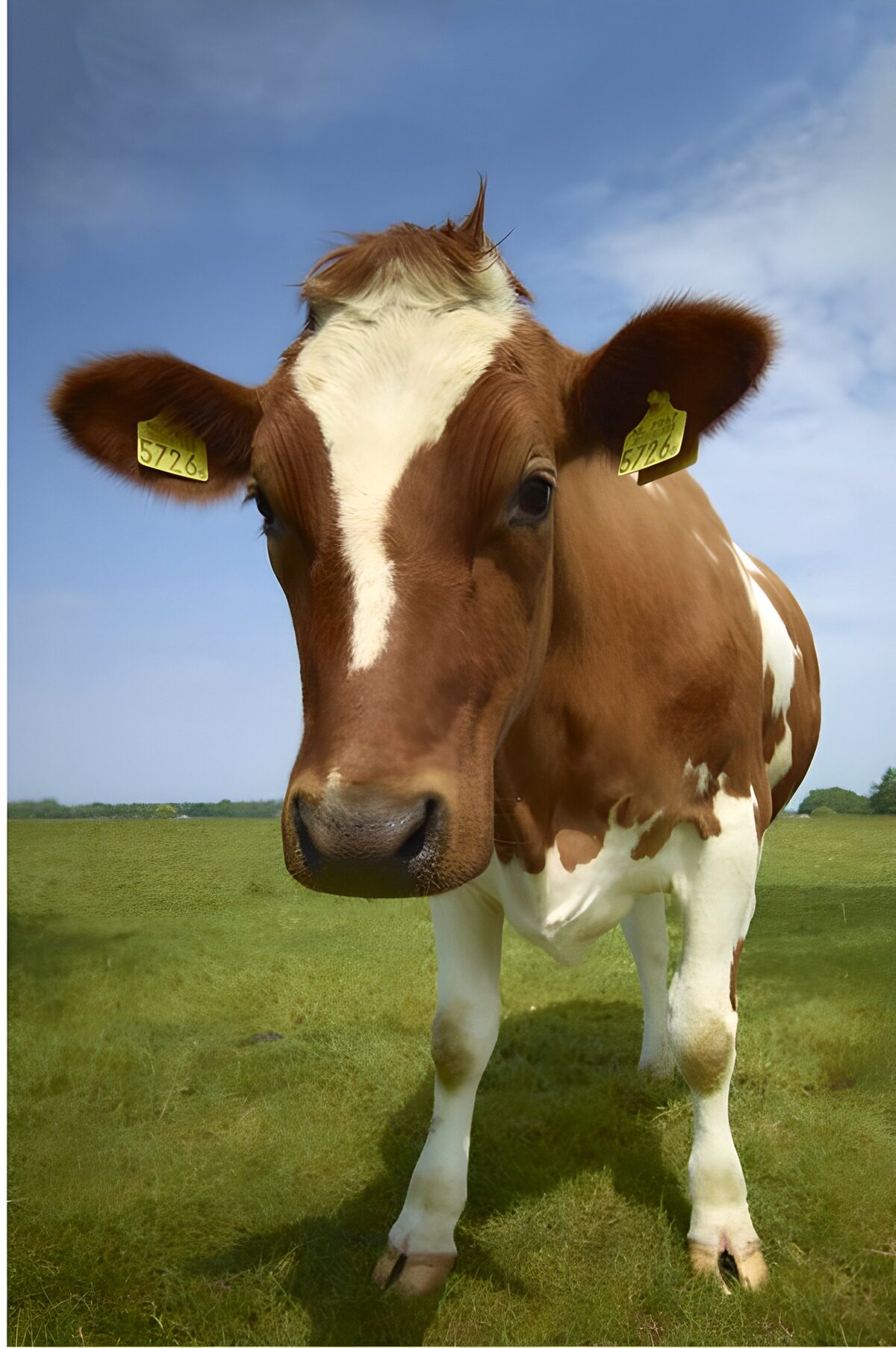 Koe onder een deken van blauw