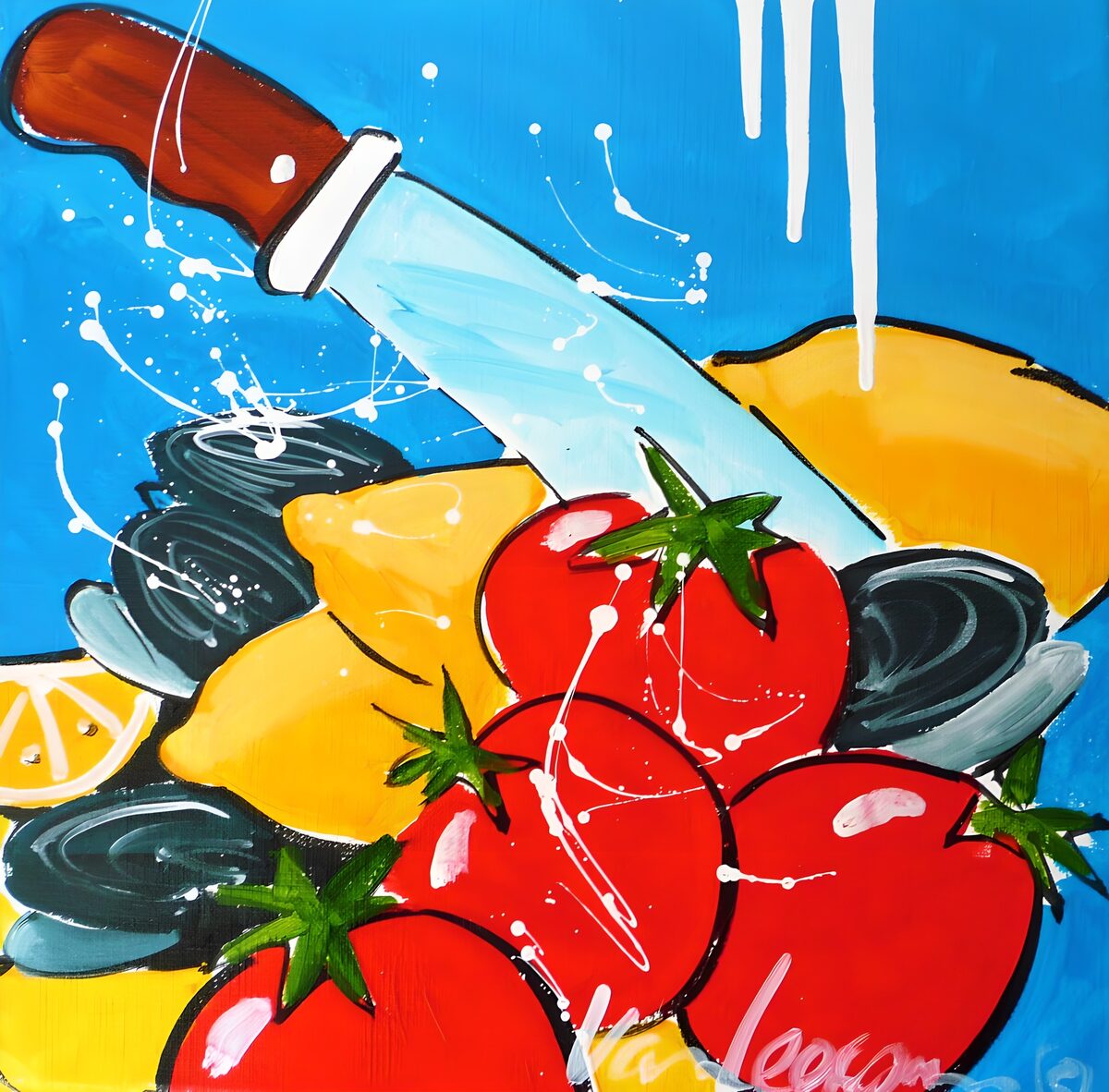 Tomaten, citroenen en mosselen in kleur