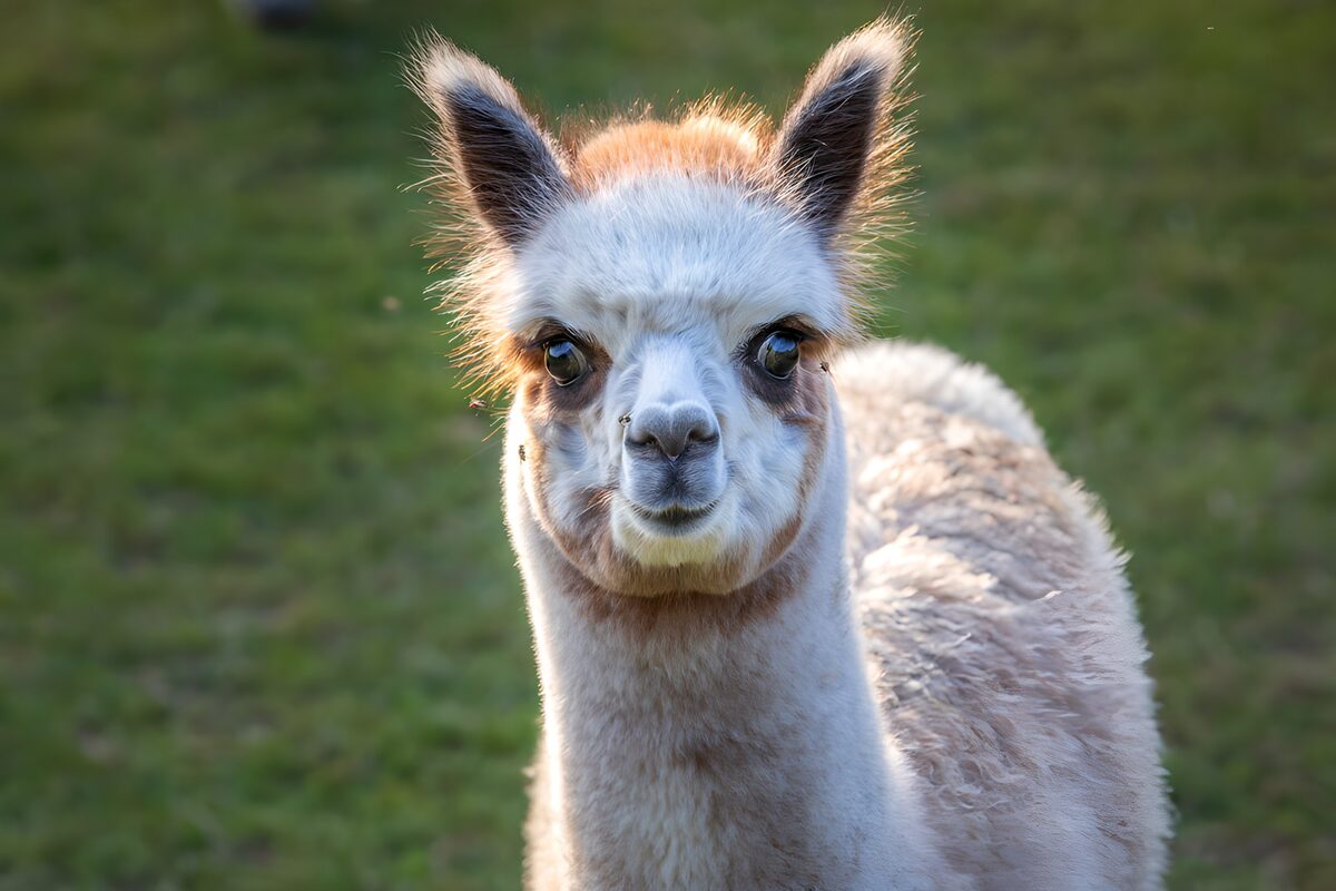 Alpaca in zacht tegenlicht
