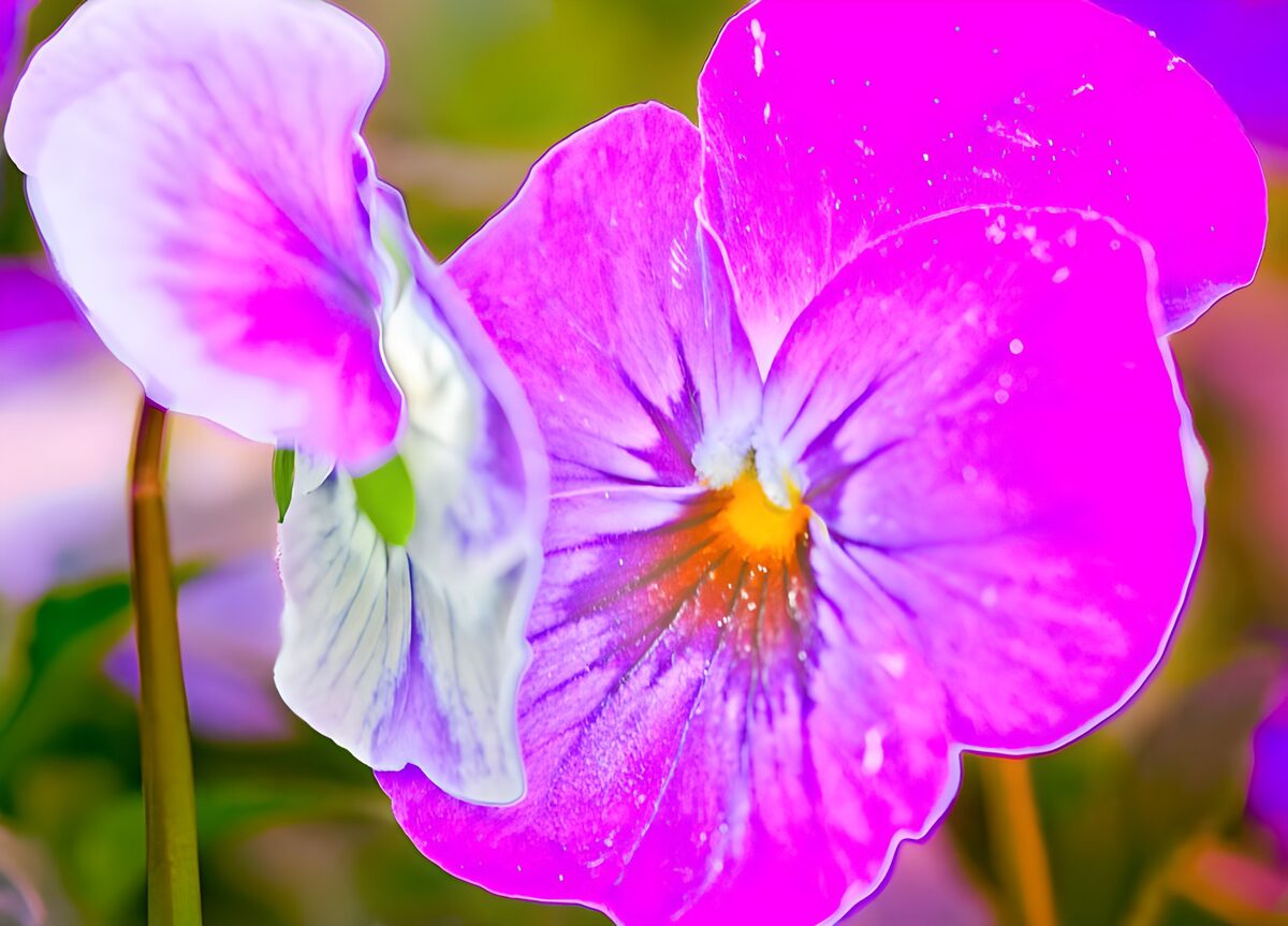 Roze en witte viooltjes van dichtbij