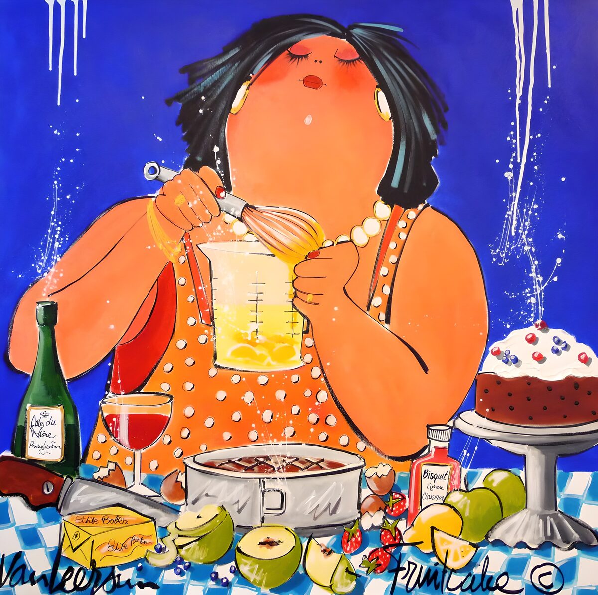 Vrouw met garde en een tafel vol lekkers
