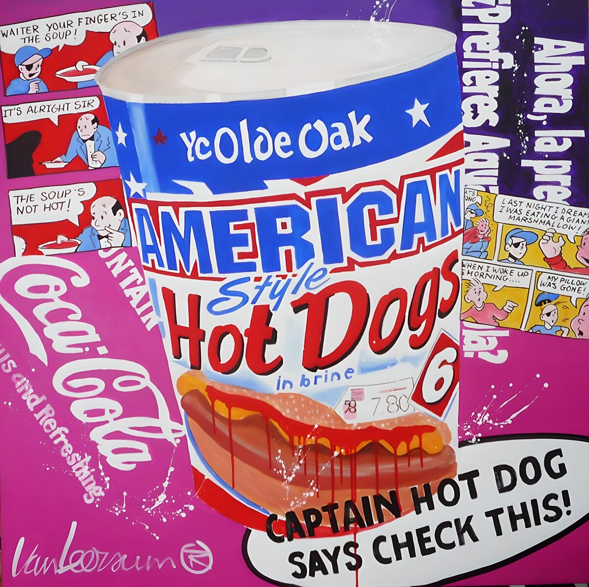 Hotdogblik in rood, wit en blauw