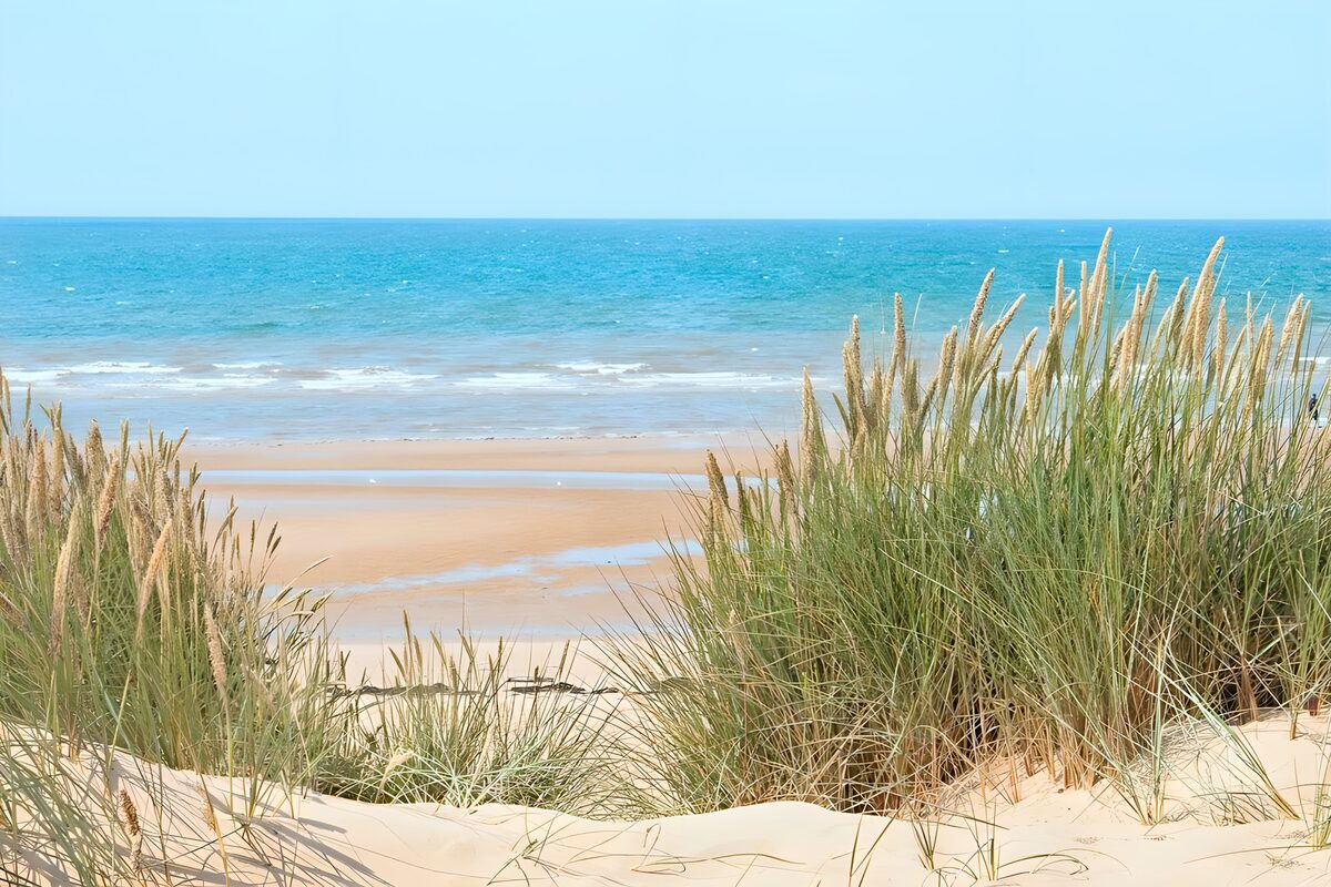 Duin, strand en blauwe zee