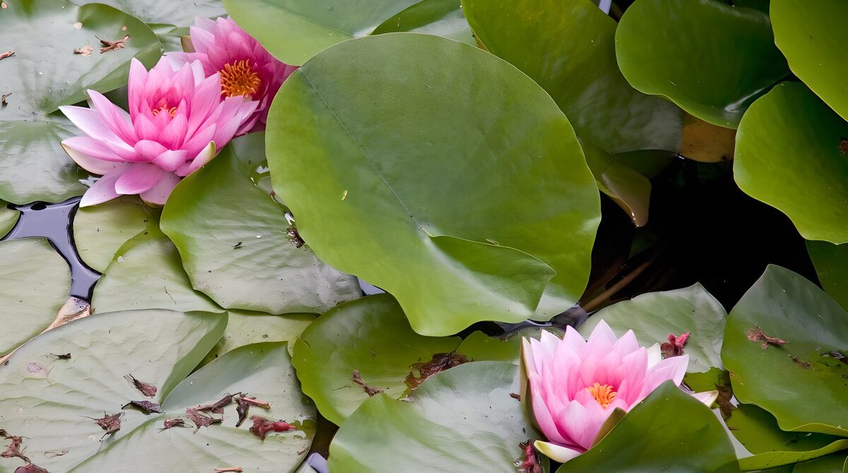 Roze waterlelies in een zee van groen