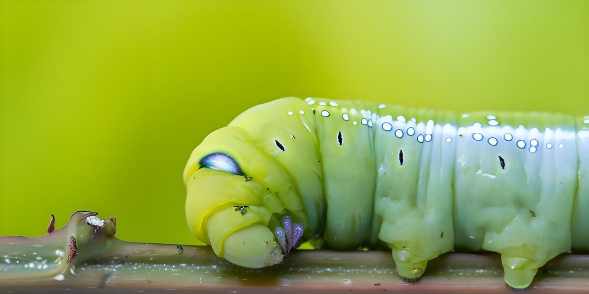 Groene rups in zacht licht