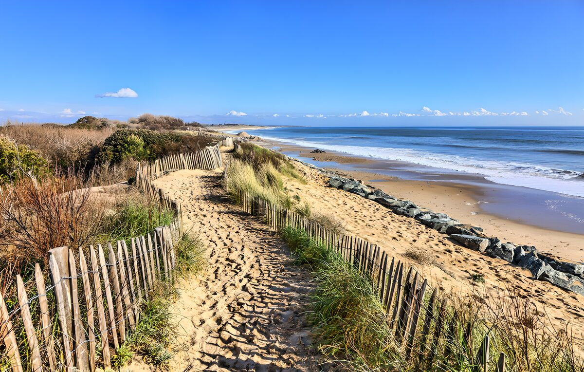 Zandpad langs duinen en zee