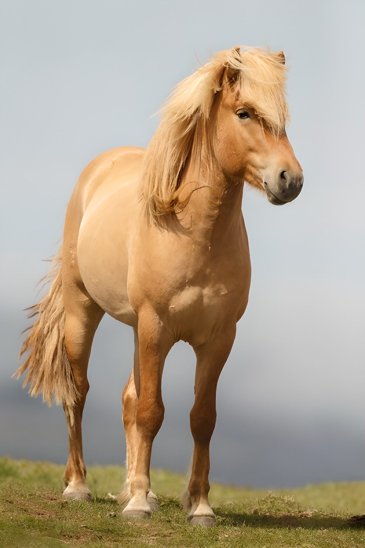 Goudkleurig paard in het gras