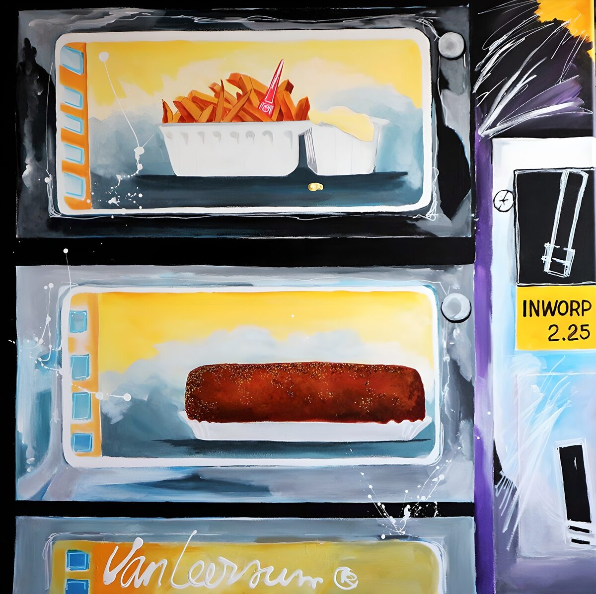 Friet en snack achter glas