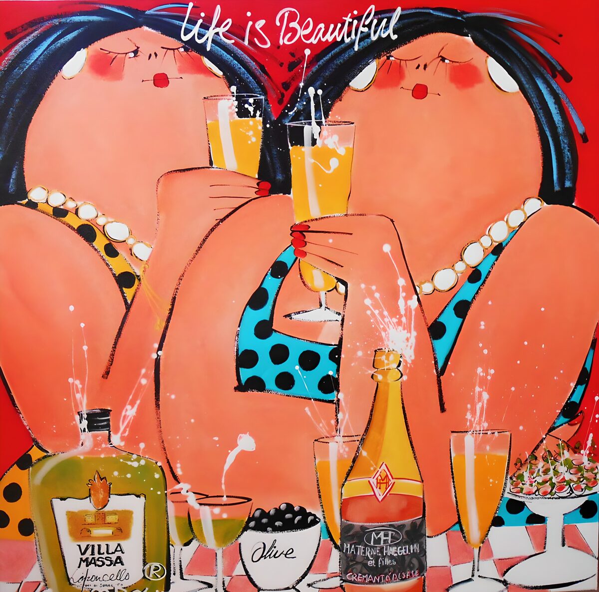 Twee vrouwen proosten met bubbels