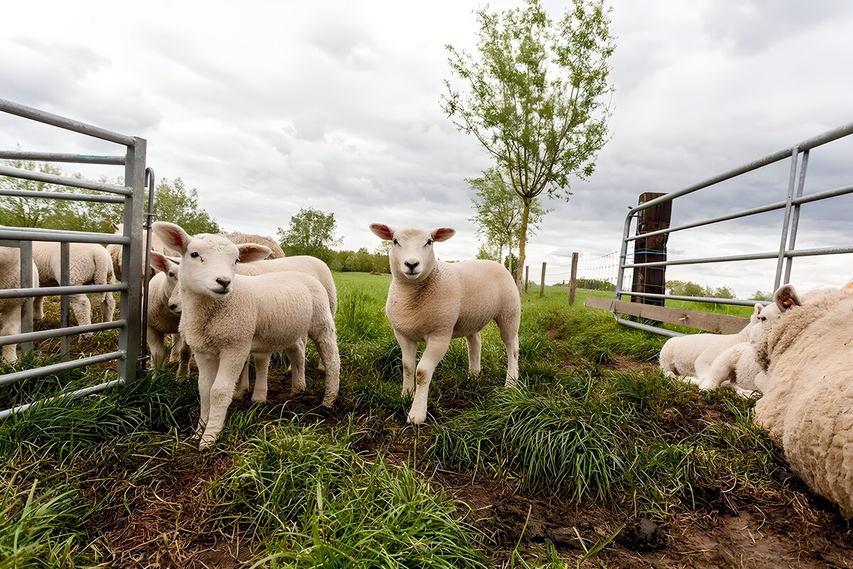 Lammeren tussen de weidehekken