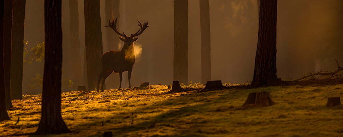 Hert in gouden ochtendlicht