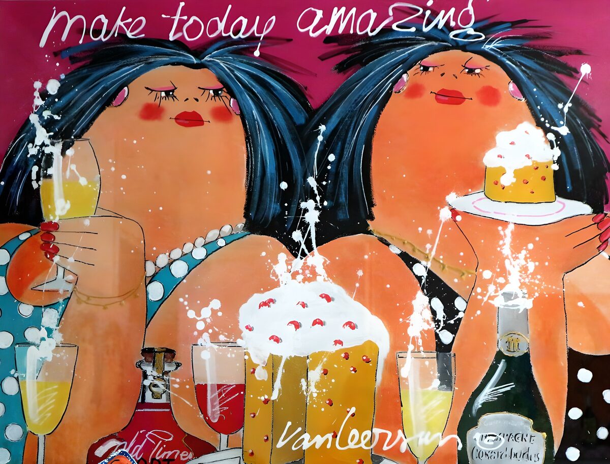 Twee vrouwen met taart en bubbels