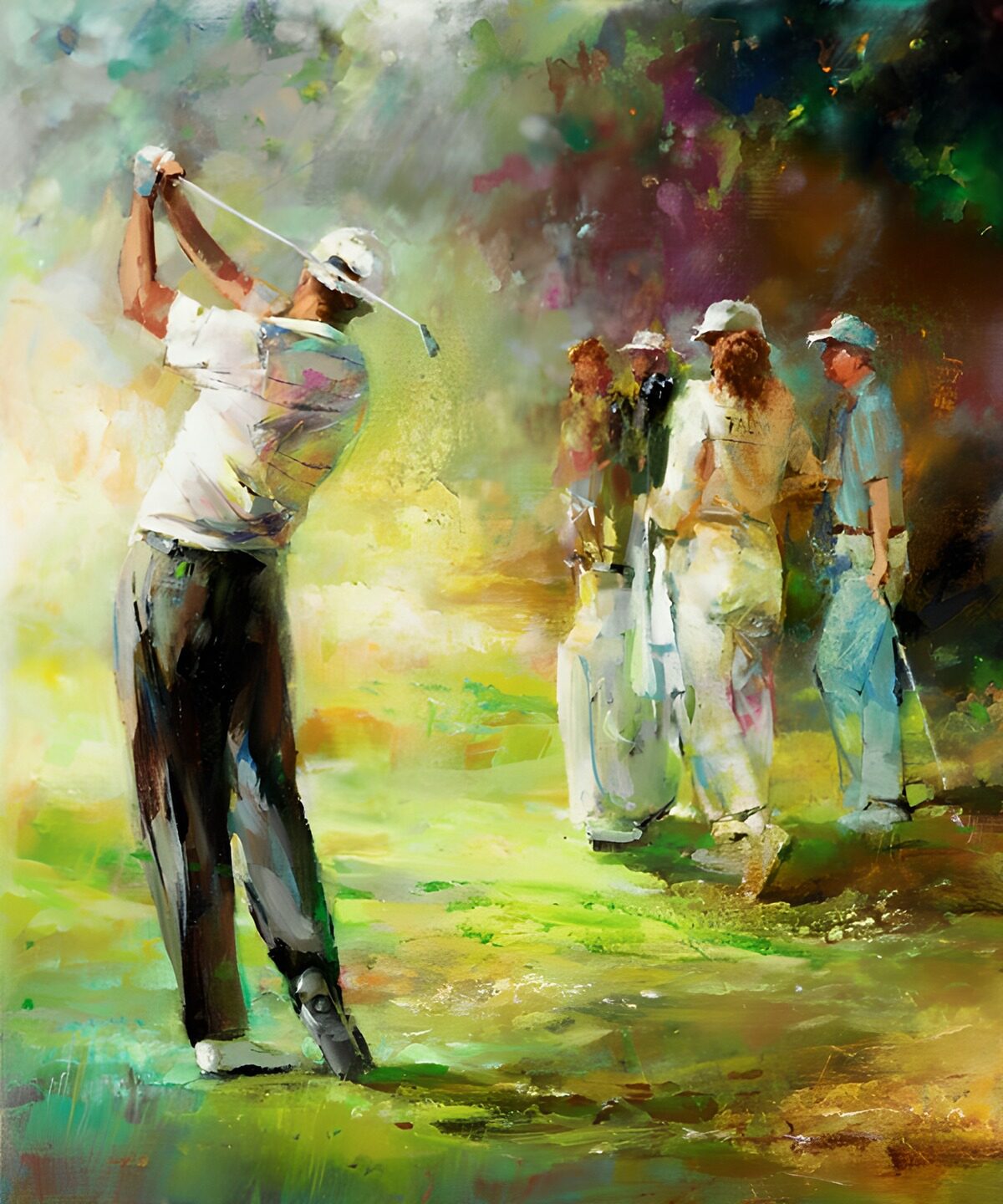 Golfer met toeschouwers in het groen