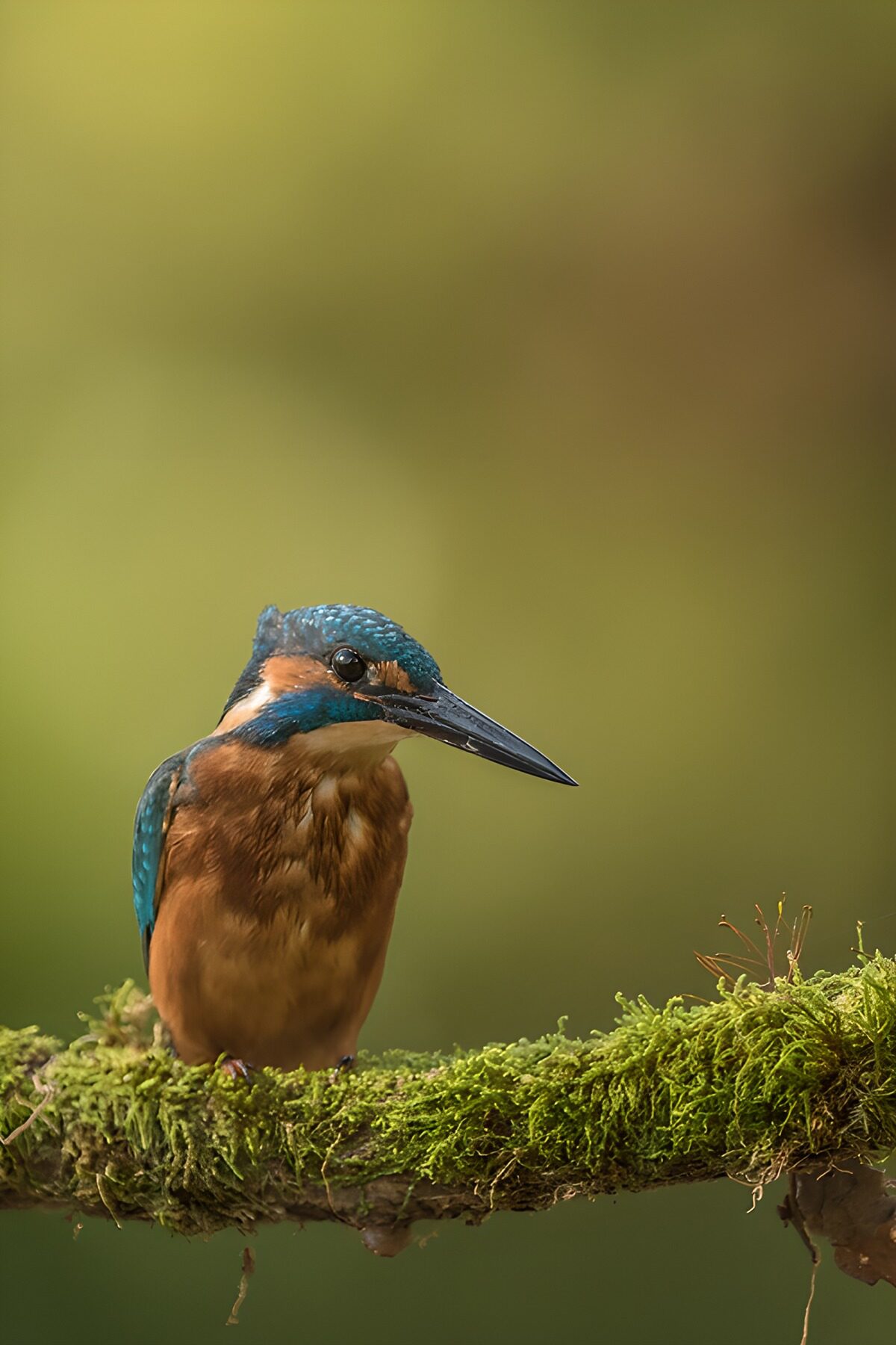 IJsvogel op een groene mostak