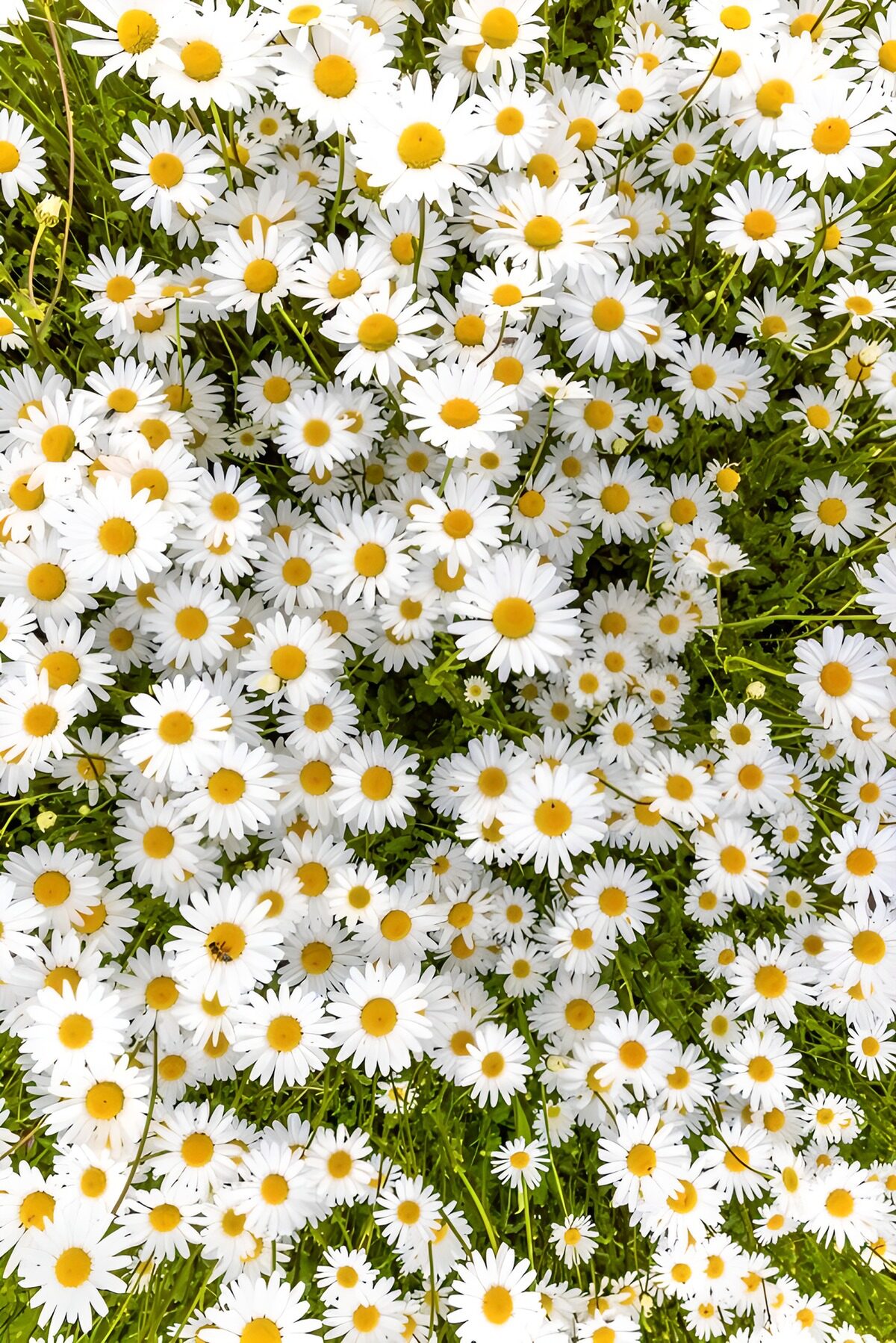 Witte madeliefjes in het groen