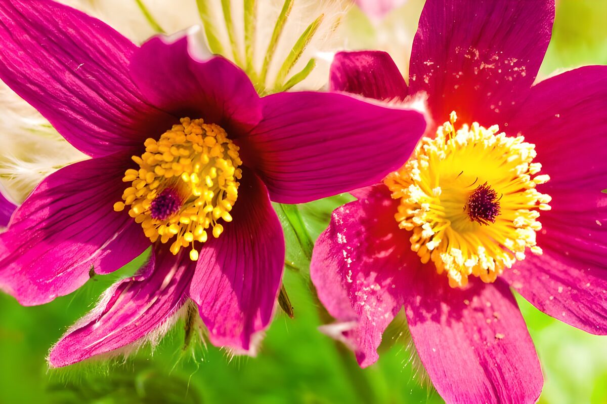 Twee roze bloemen in de zon