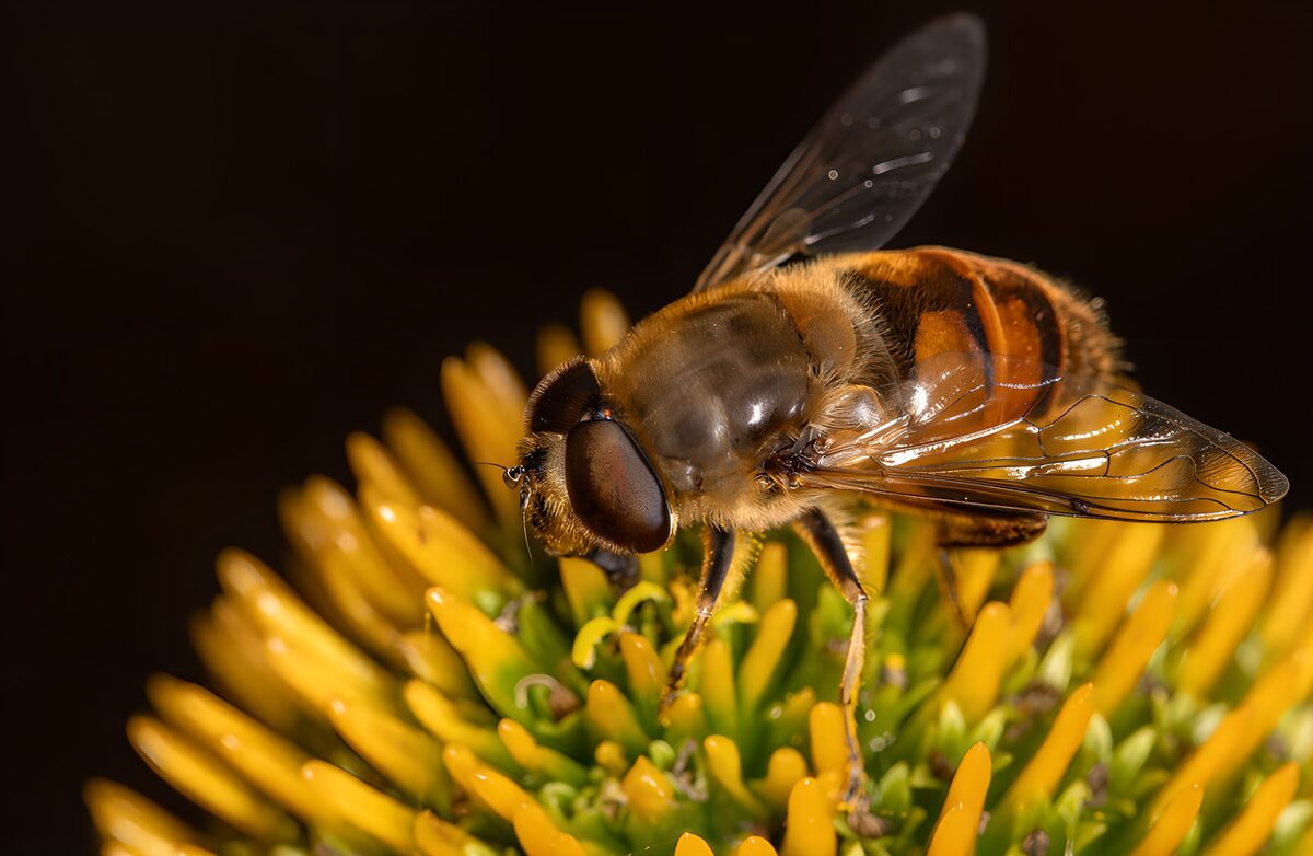 Zweefvlieg op een zonnig gele bloem